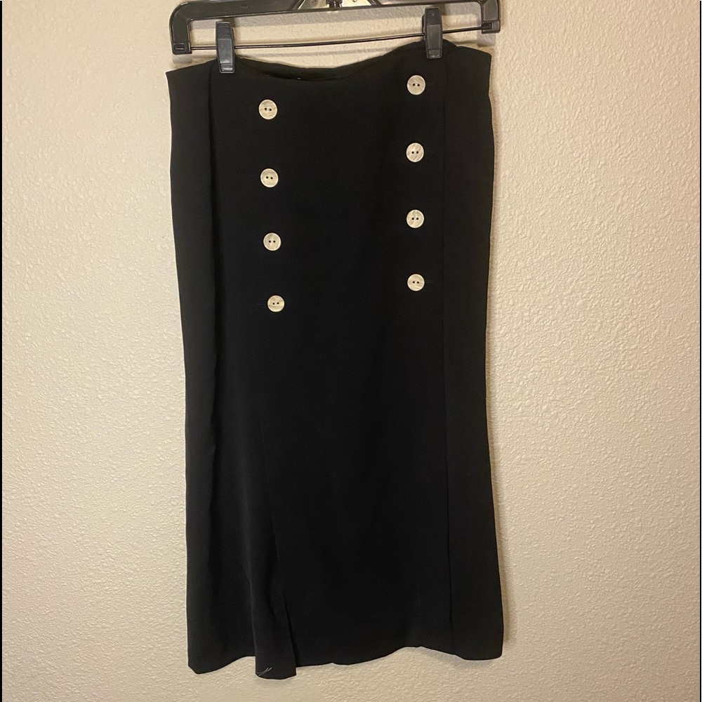 Express super cute 8 button symmetrical midi black pencil skirt